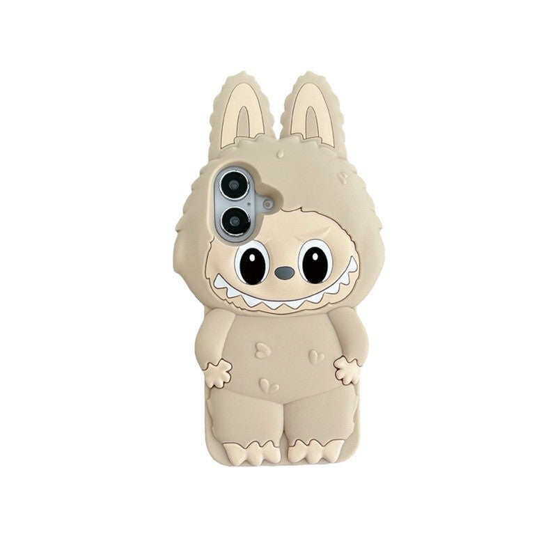 Husă iPhone 13 , Desen 3D Labubu, Silicon Moale,Cream