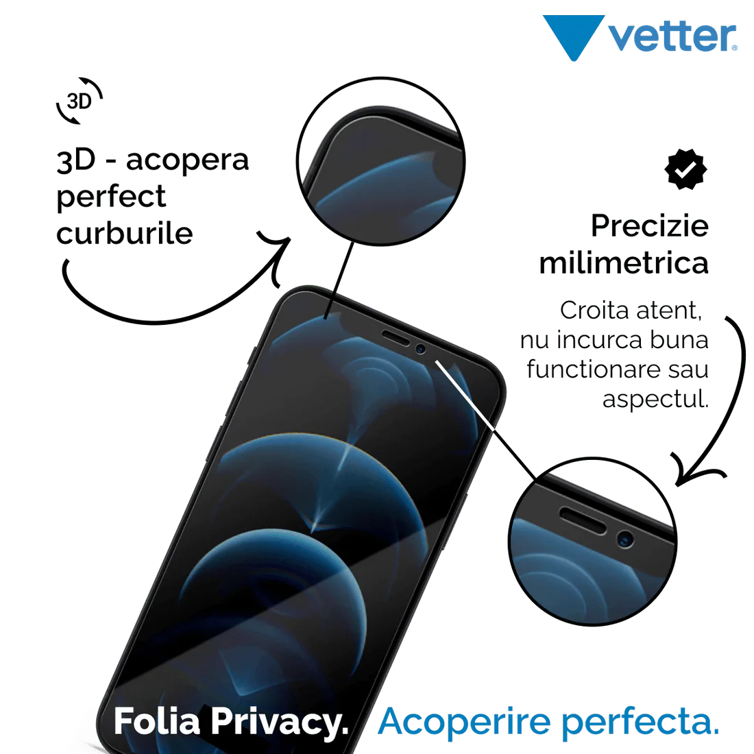 FOLIE IPHONE 13 MINI 3D PRIVACY SERIES - mag-genius-accesorii