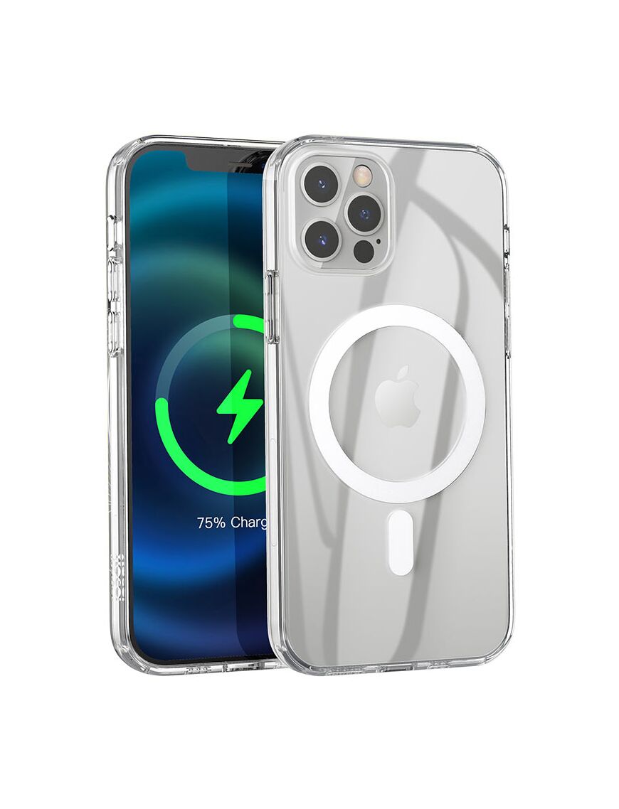 Husa pentru iPhone 12, cu MagSafe, colturi AntiFall, TPU | Transparenta - mag-genius-accesorii