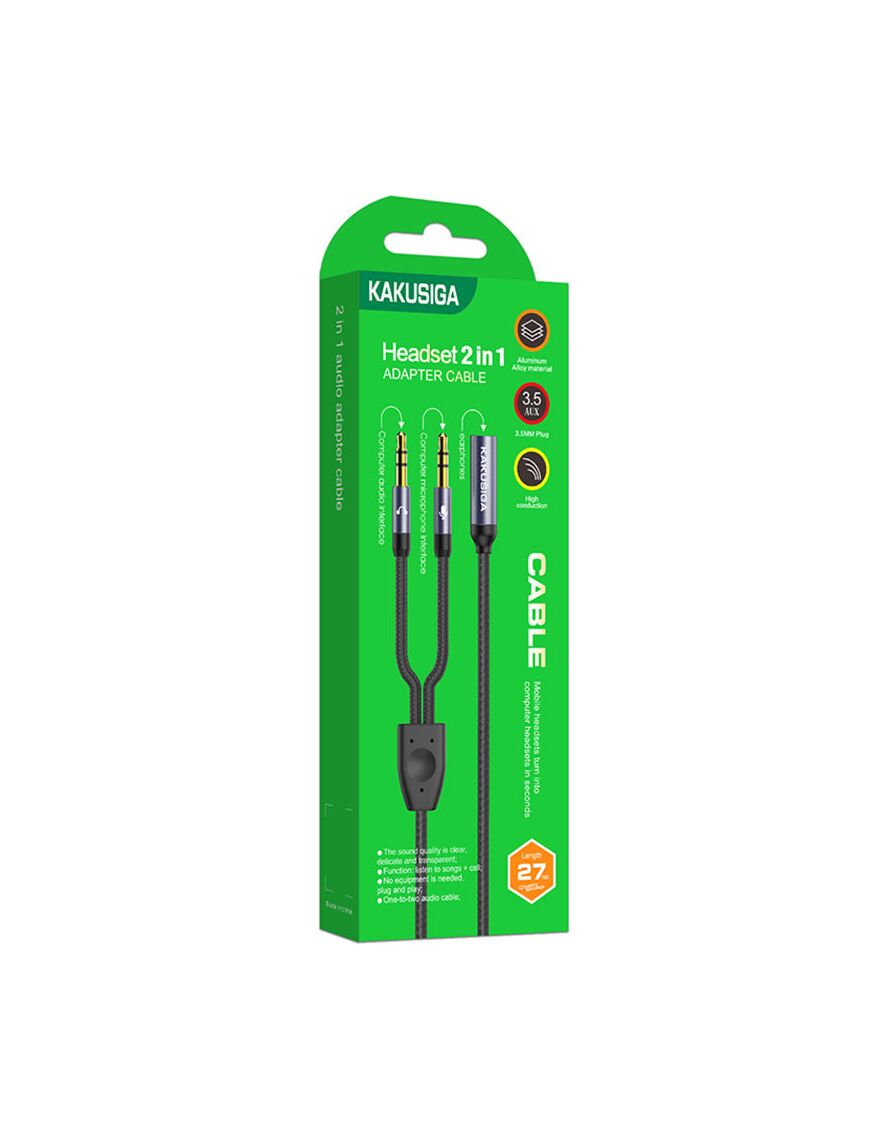 Cablu Audio, 2 x Male 3.5mm la 1 x Female 3.5mm, 27cm | BLACK - mag-genius-accesorii