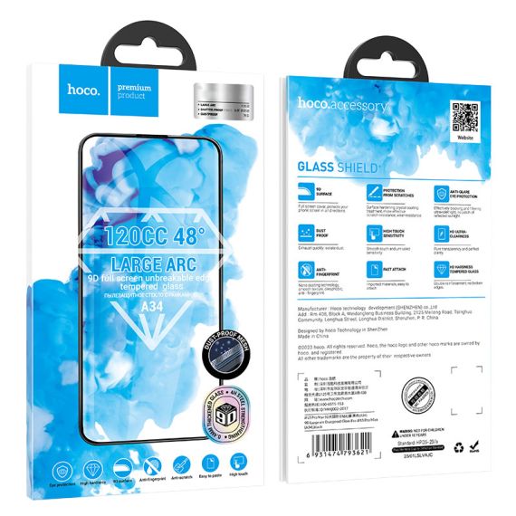 Folie Hoco - iPhone 16 Pro, Full Glue 6D, DustProof  Clear | Black