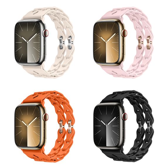 Curea silicon, pentru iWatch, Universal Size (42/44/45/49mm) - Flexibile Band, Hollow, Roz