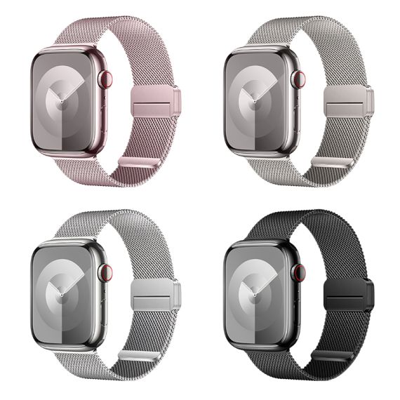 Curea metalica Apple Watch, inchidere magnet,Size (42/44/45/49mm) Milanese Style,Pink