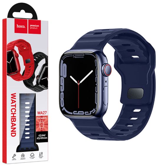 Curea silicon, pentru iWatch, Universal Size (42/44/45/49mm) -Flexibile Band, Stepped, Albastru