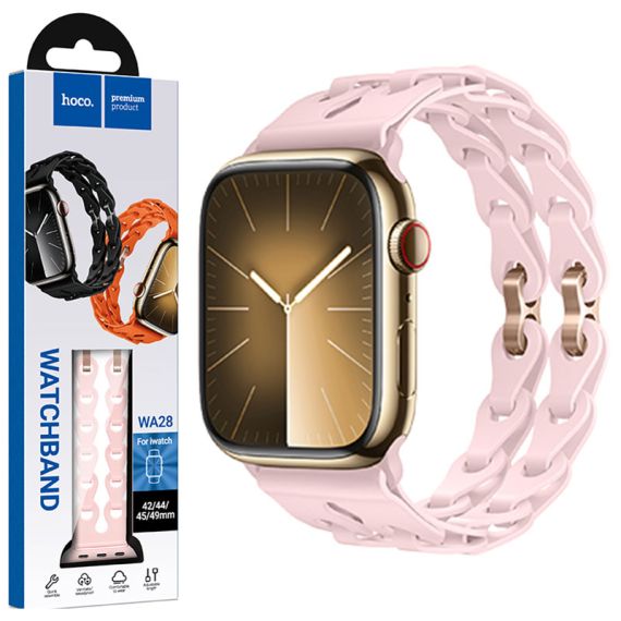 Curea silicon, pentru iWatch, Universal Size (42/44/45/49mm) - Flexibile Band, Hollow, Roz