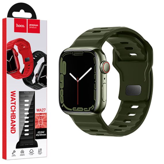 Curea silicon, pentru iWatch, Universal Size (42/44/45/49mm) -Flexibile Band, Stepped, Green