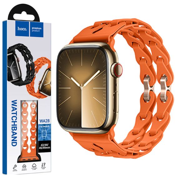 Curea silicon, pentru iWatch, Universal Size (42/44/45/49mm) - Flexibile Band, Hollow, ORANGE