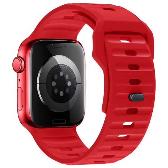 Curea silicon, pentru iWatch, Universal Size (42/44/45/49mm) - Flexibile Band, Stepped, RED