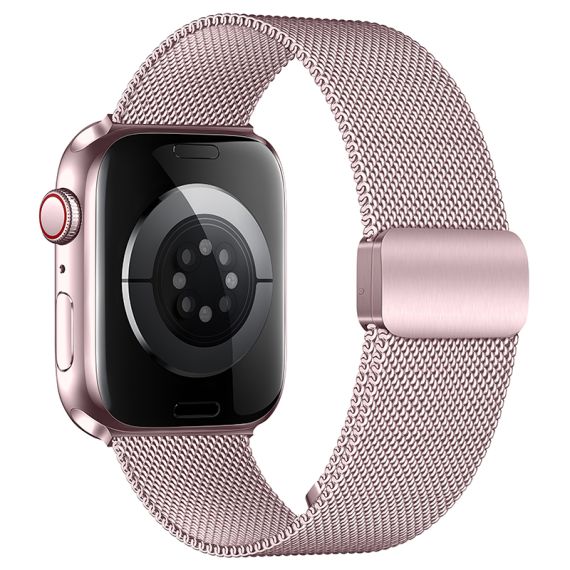Curea metalica Apple Watch, inchidere magnet,Size (42/44/45/49mm) Milanese Style,Pink