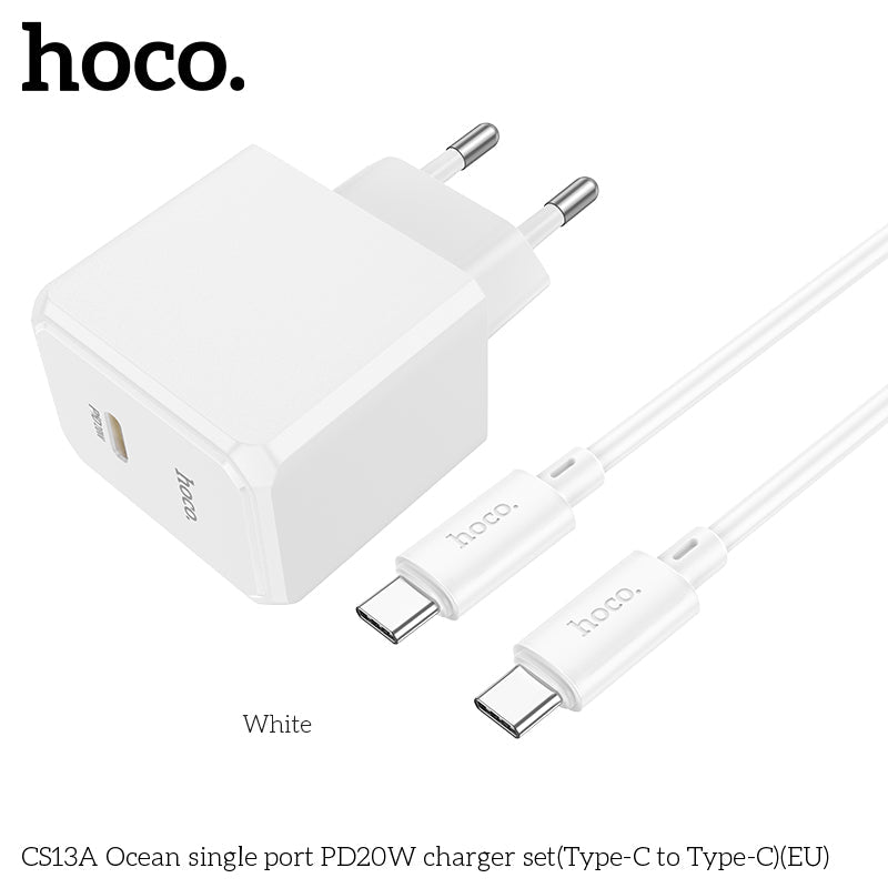 Incarcator Retea cu Cablu HOCO N10, Quick Charge, 20W, 1 X USB Tip-C, Alb - mag-genius-accesorii