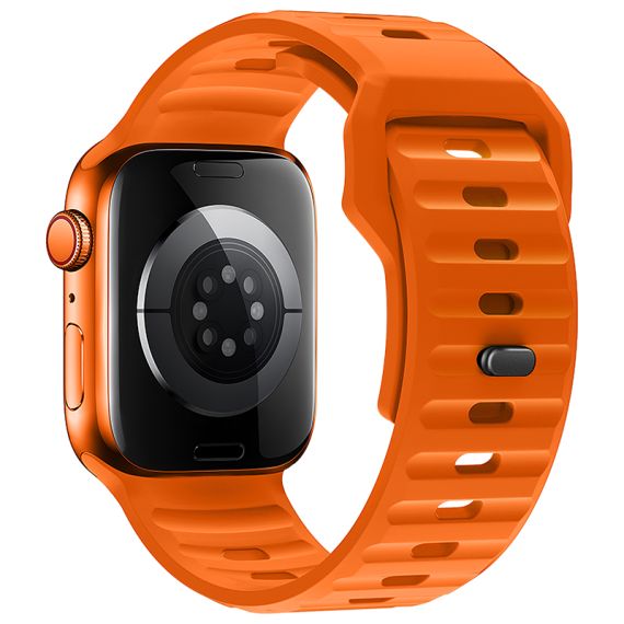 Curea silicon, pentru iWatch, Universal Size (42/44/45/49mm) -Flexibile Band, Stepped,Orange