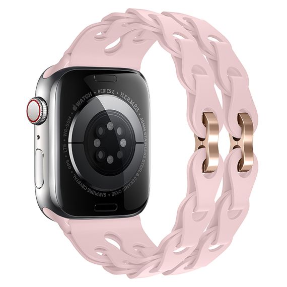 Curea silicon, pentru iWatch, Universal Size (42/44/45/49mm) - Flexibile Band, Hollow, Roz