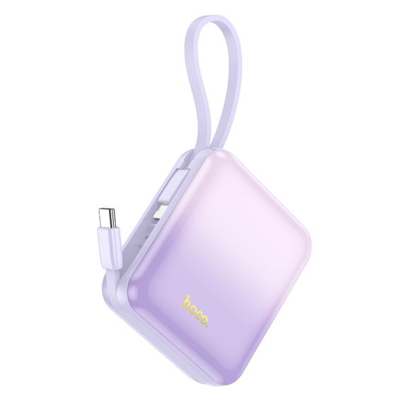 Baterie Externa, PowerBank cu cabluri UBS-A/USB-C/Lightning, 22.5W+PD20W, 10.000mAh, PURPLE