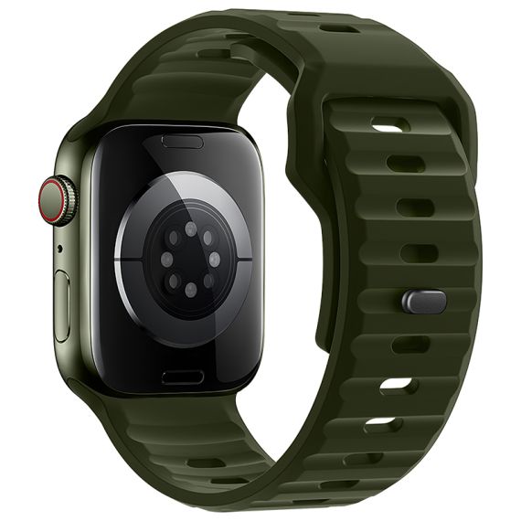 Curea silicon, pentru iWatch, Universal Size (42/44/45/49mm) -Flexibile Band, Stepped, Green