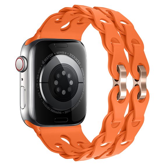 Curea silicon, pentru iWatch, Universal Size (42/44/45/49mm) - Flexibile Band, Hollow, ORANGE