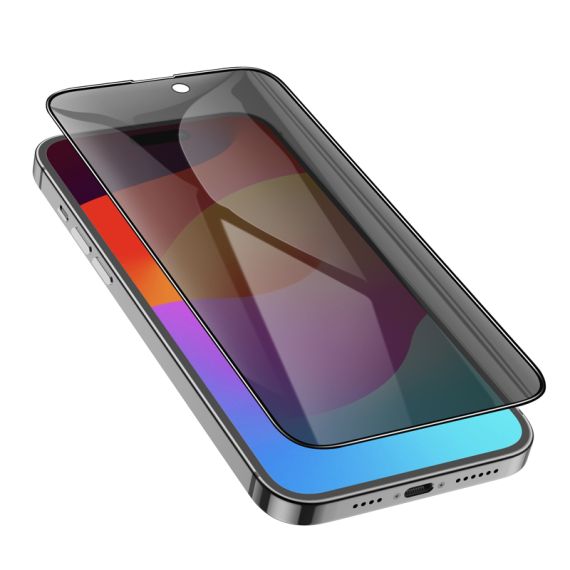 Folie Hoco iPhone 16, Full Glue 6D, DustProof, AntiSpy Privacy  Black