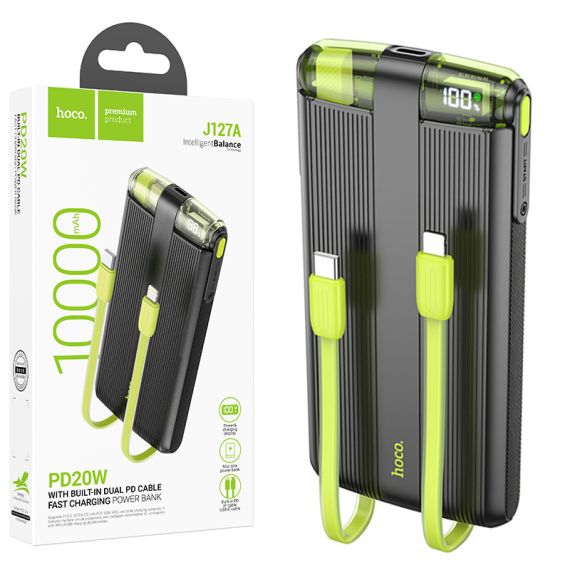 Baterie Externa, PowerBank, cu mini-cabluri color USB-C / Lightning x 20W, 5V, 2A, 10000mAh, Display LED, Mecha Dual