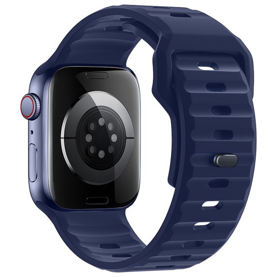 Curea silicon, pentru iWatch, Universal Size (42/44/45/49mm) -Flexibile Band, Stepped, Albastru