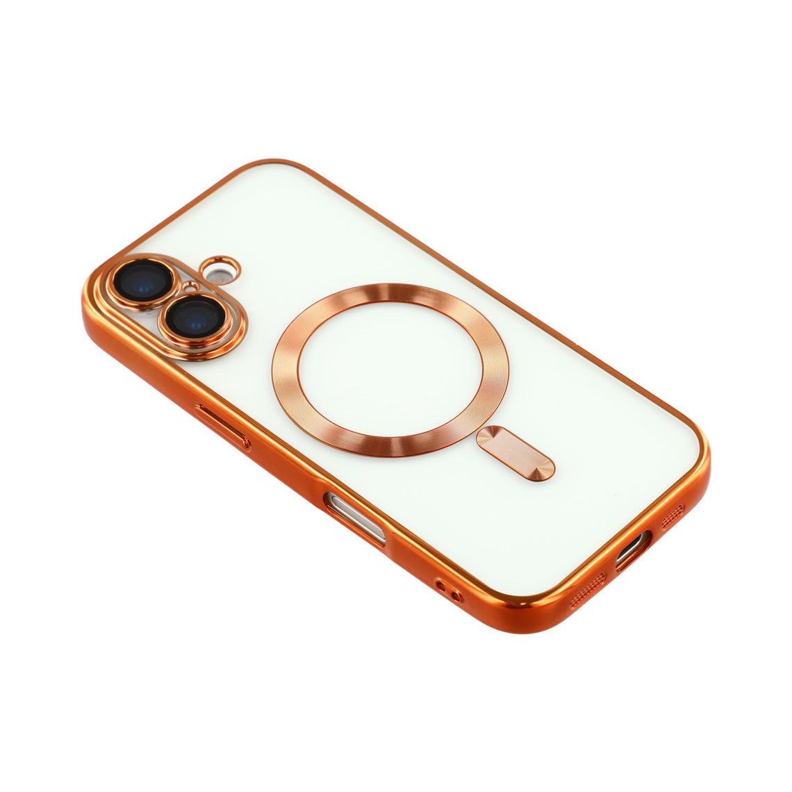 Husa  iPhone 17, cu MagSafe, ElectroPlated,transparent, rama ORANGE