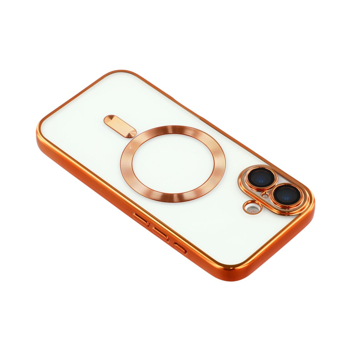 Husa  iPhone 17, cu MagSafe, ElectroPlated,transparent, rama ORANGE