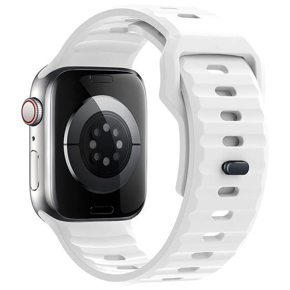 Curea silicon, pentru iWatch, Universal Size (42/44/45/49mm) -Flexibile Band, Stepped,Alb