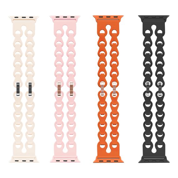 Curea silicon, pentru iWatch, Universal Size (42/44/45/49mm) - Flexibile Band, Hollow, Black