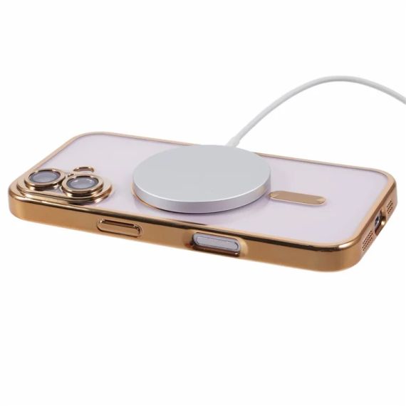 Husa Plating, iPhone 16 , cu MagSafe, ElectroEdge,Gold