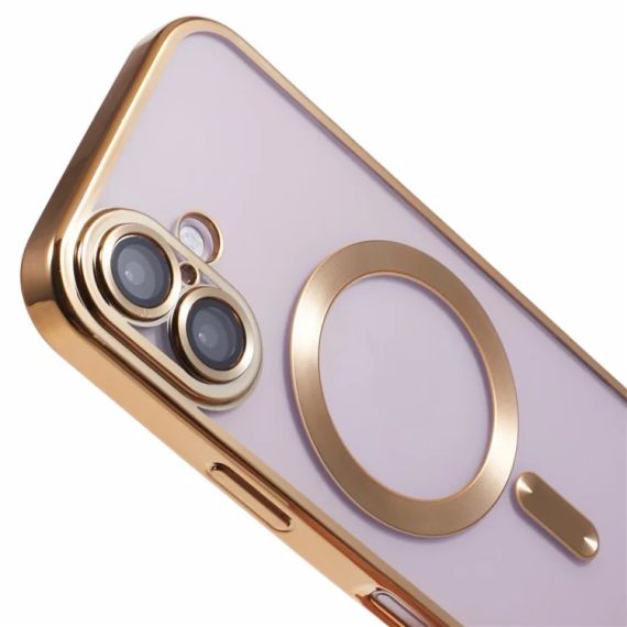 Husa Plating, iPhone 16 , cu MagSafe, ElectroEdge,Gold