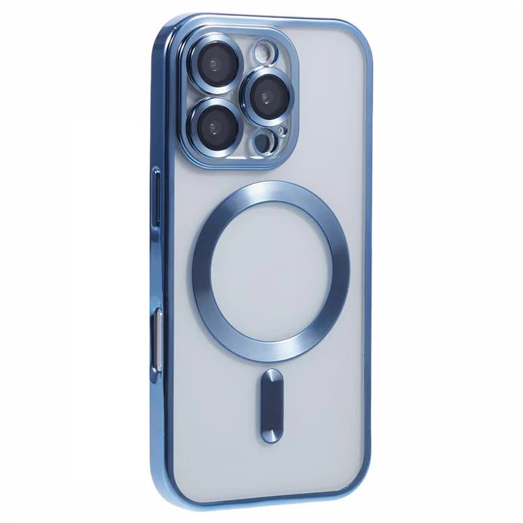 Husa Plating, iPhone 16 Pro Max, cu MagSafe, ElectroEdge, Blue
