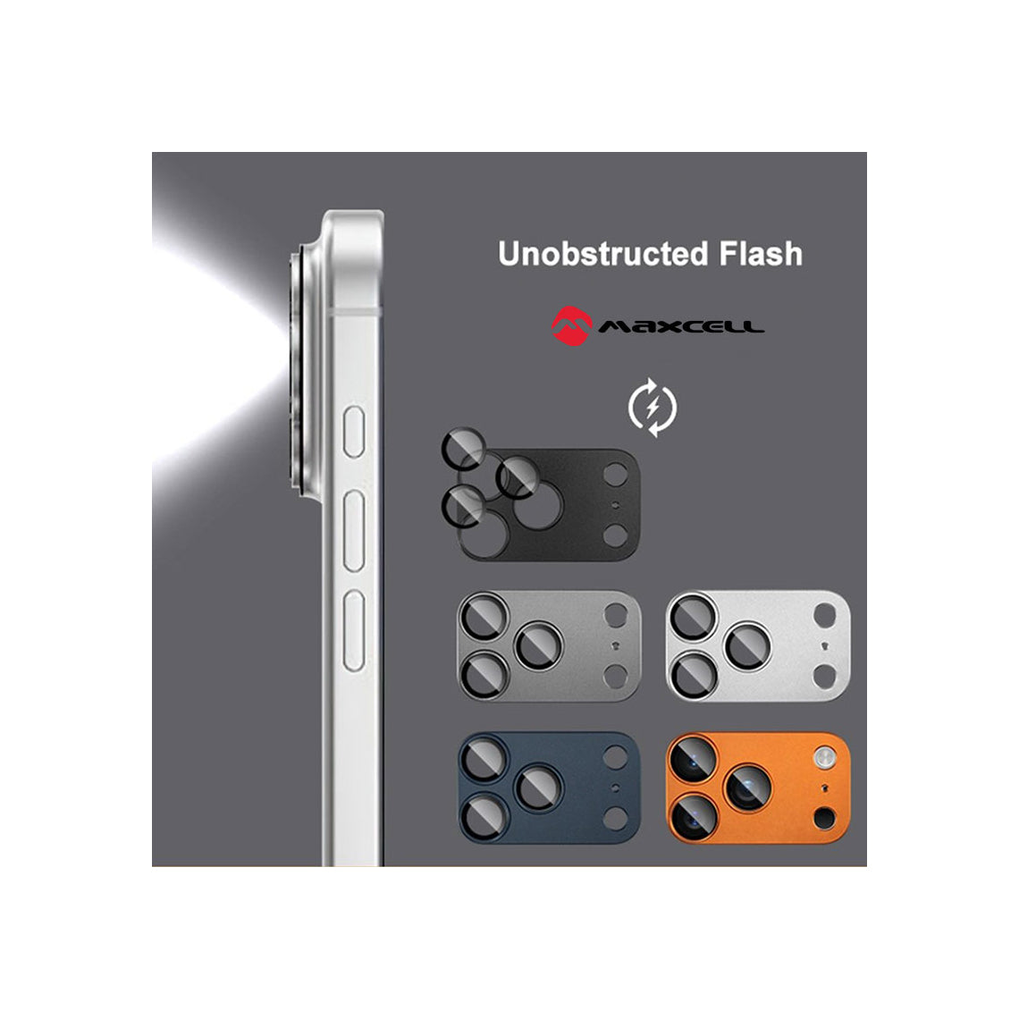 Folie Camere iPhone 17 Pro Max - KIT, FullGlue Cover, Metallic,Silver