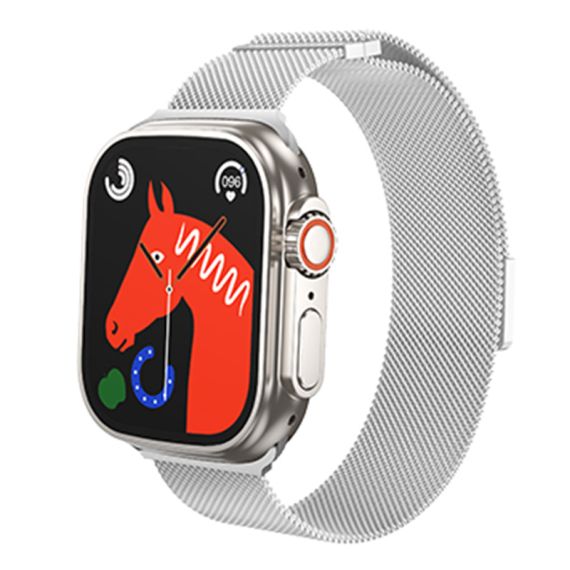 Curea metalica Apple Watch, inchidere magnet,Size (42/44/45/49mm) Milanese Style,Silver