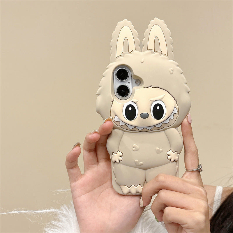 Husă iPhone 13 , Desen 3D Labubu, Silicon Moale,Cream