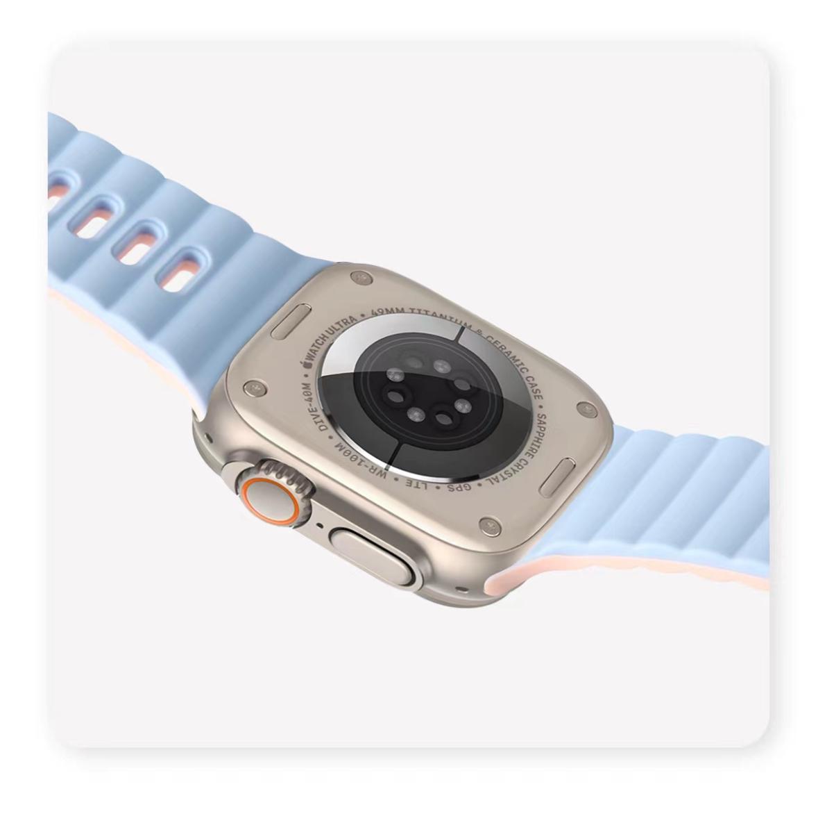 Curea Apple Watch Silicon Gear4 , 2 Culori 42-49mm Midnight