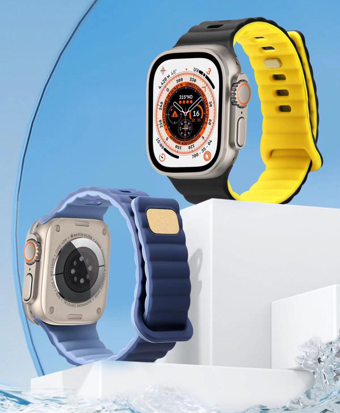 Curea Apple Watch Silicon Gear4 , 2 Culori 42-49mm Midnight