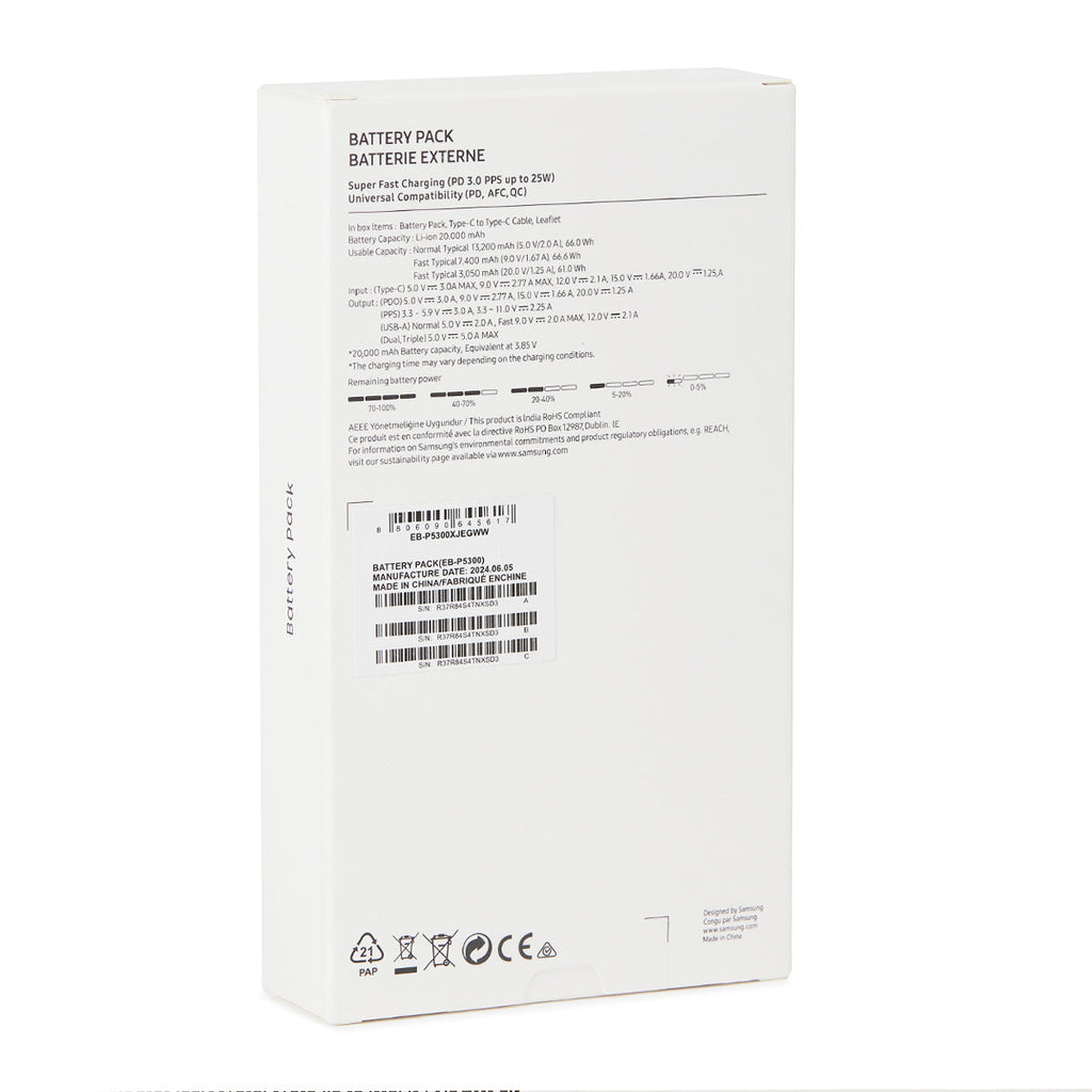 Baterie Externa,Samsung,USB-C Super Fast Charge 25W 20.000 MAh