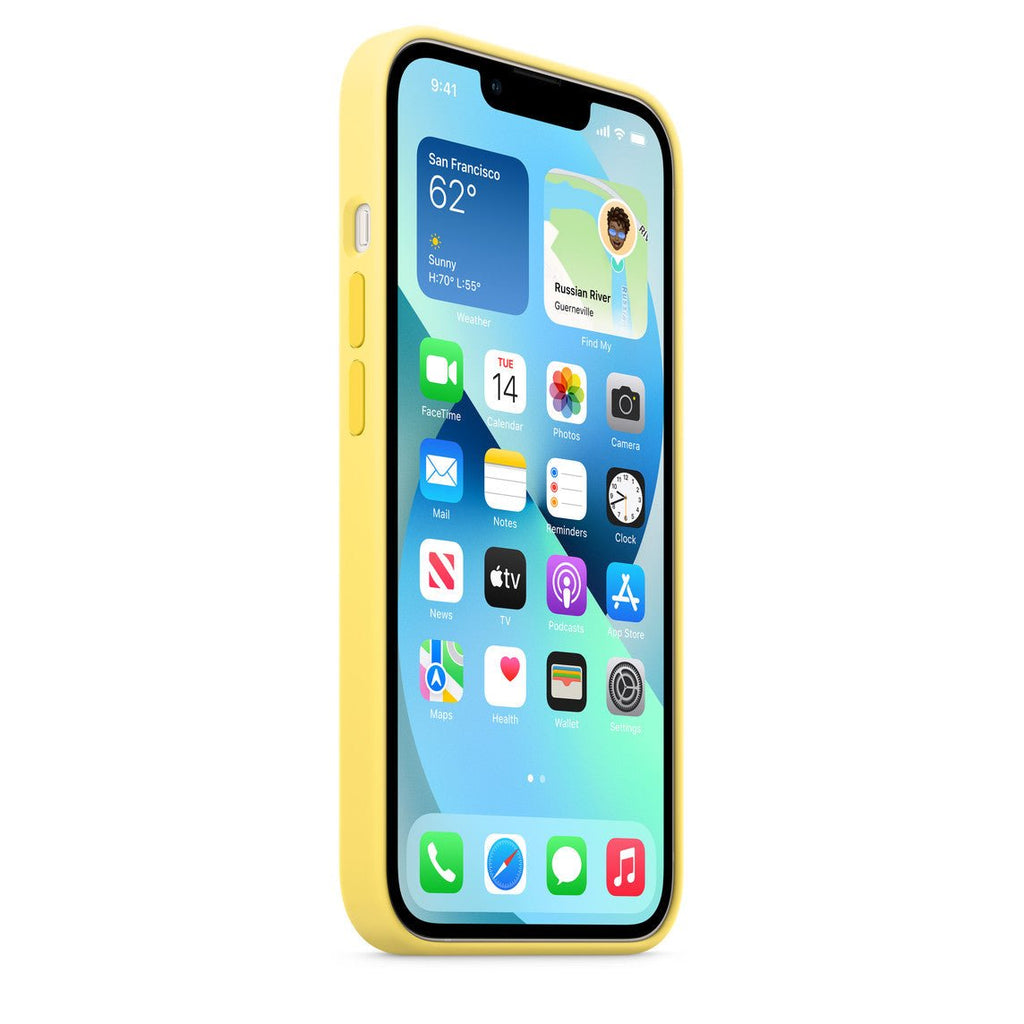 Husa de protectie Apple cu MagSafe pentru iPhone 13 Mini, Silicon - Culoare Lemon Zest - mag-genius-accesorii