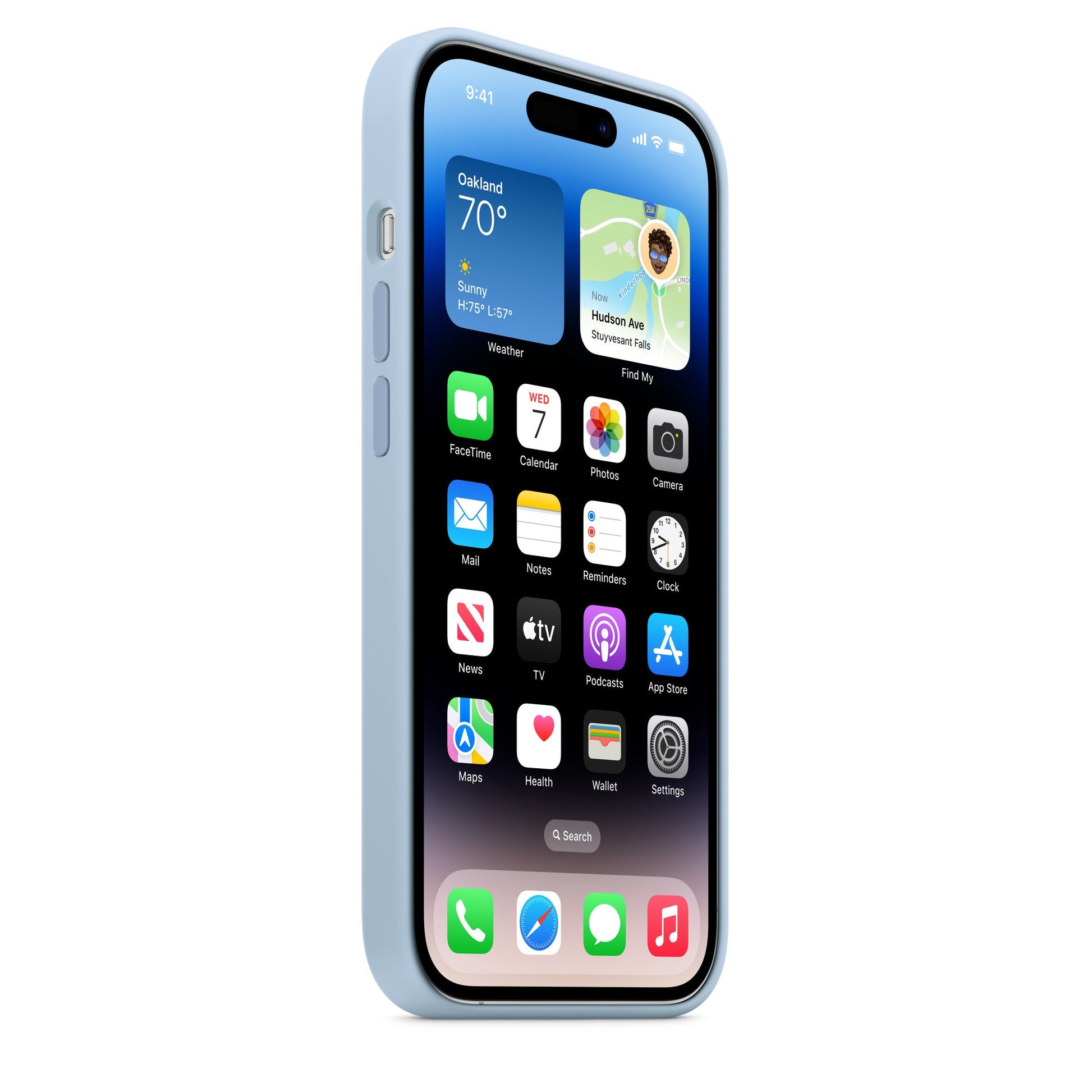 Husa de protectie Apple cu MagSafe pentru iPhone 14 Pro, Silicon Sky - mag-genius-accesorii