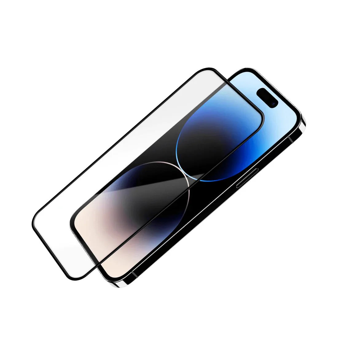 FOLIE IPHONE 14 PRO TEMPERED GLASS EASY FIT, ANTI-SHATTER EDGE, BLACK - mag-genius-accesorii