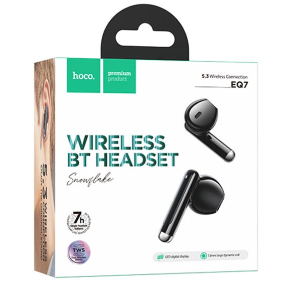 Hoco Casti Wireless, Ear Buds, BT 5.3, 180h StandBy, 300mAh, Power LED, Snowflake, BLACK