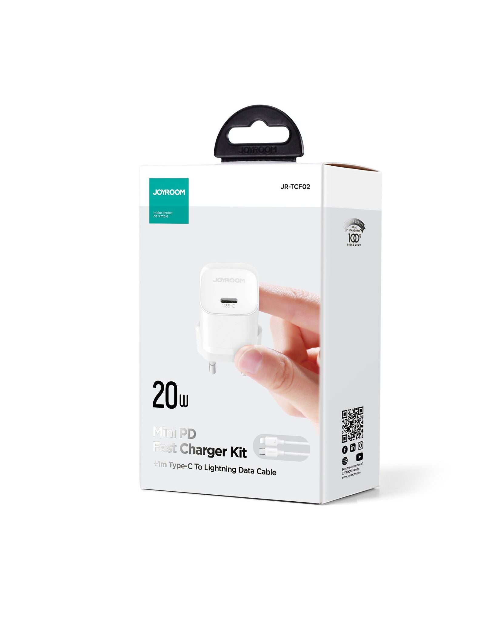 Incarcator rapid priza Joyroom USB Type-C 20W cu cablu Type-C to Lightning inclus alb - mag-genius-accesorii