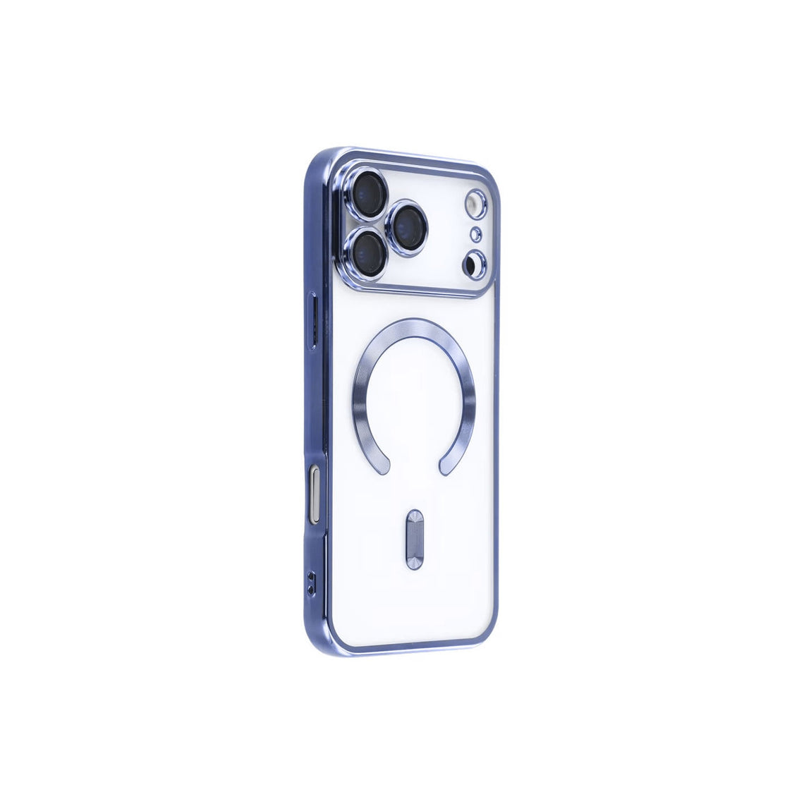 Husa  iPhone 17 Pro Max, cu MagSafe, ElectroPlated, transparenta, rama BLUE