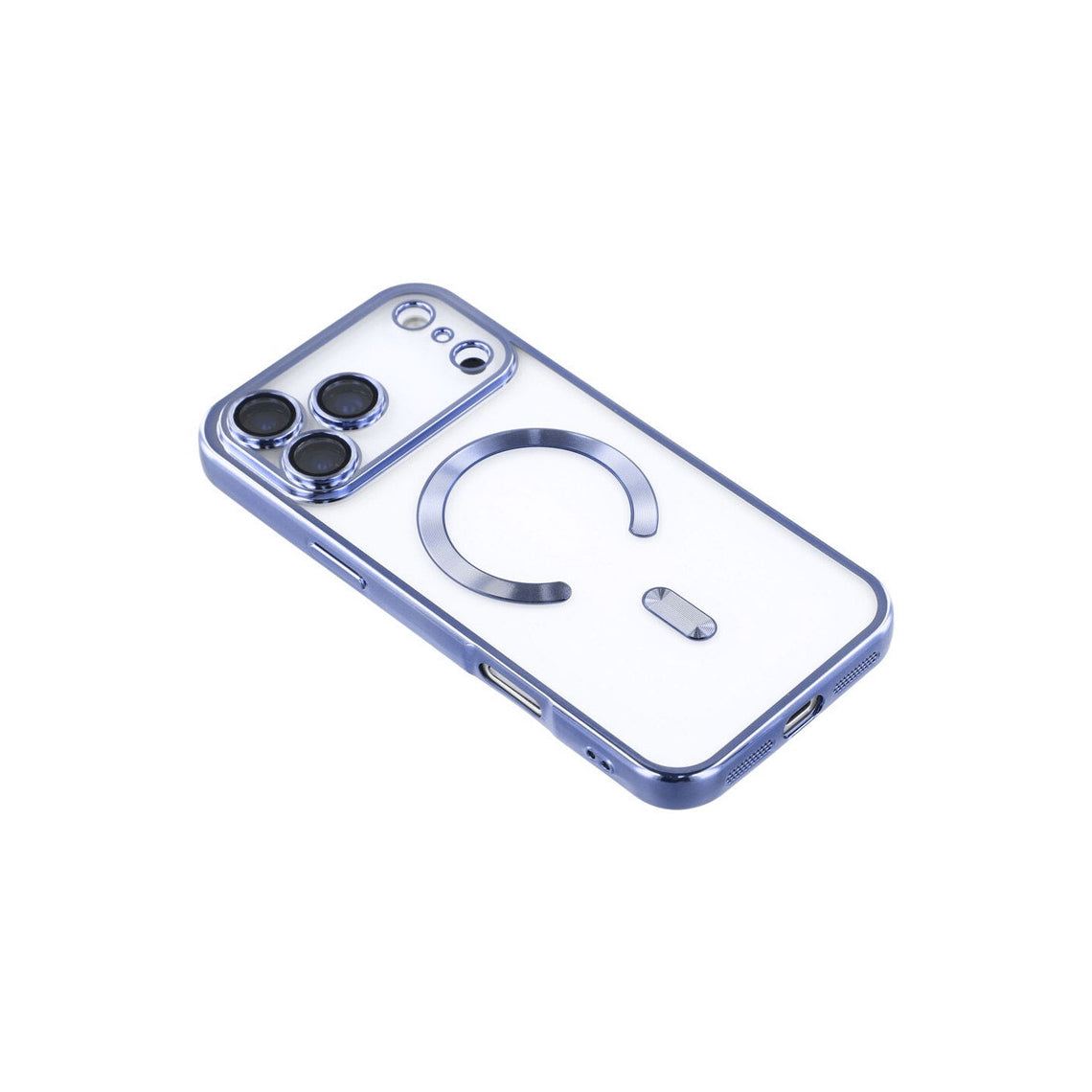 Husa  iPhone 17 Pro Max, cu MagSafe, ElectroPlated, transparenta, rama BLUE