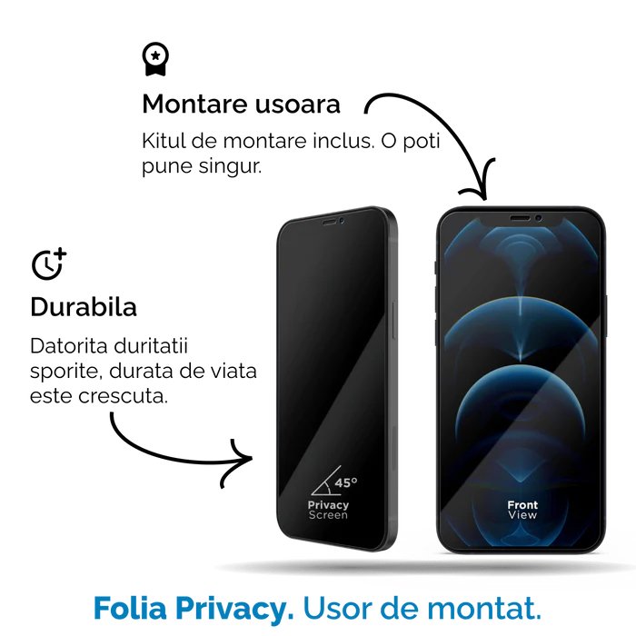Folie Sticla iPhone 15 Pro, 3D PRIVACY SERIES - mag-genius-accesorii