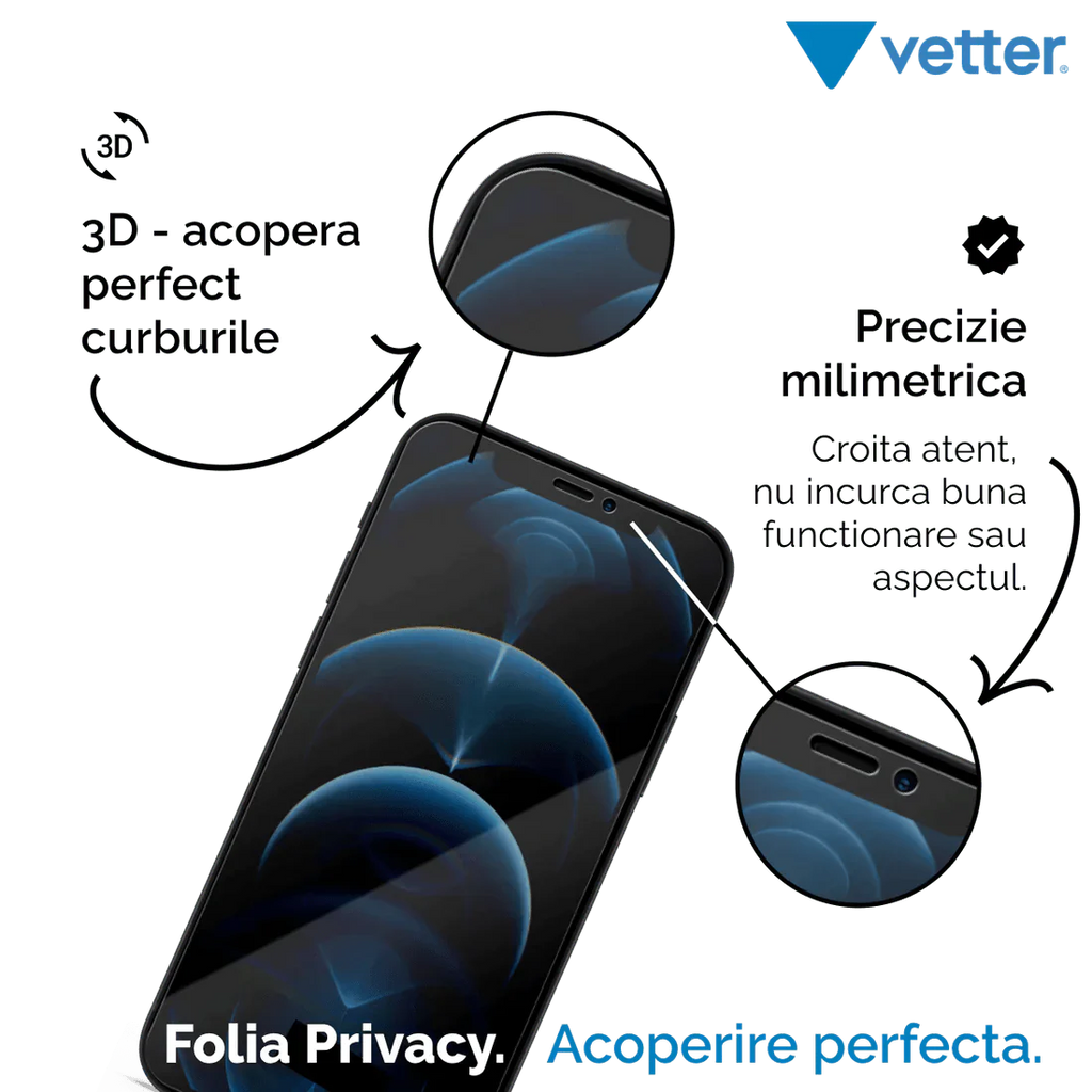 Folie iPhone 12 Pro Max 3D PRIVACY SERIES - mag-genius-accesorii