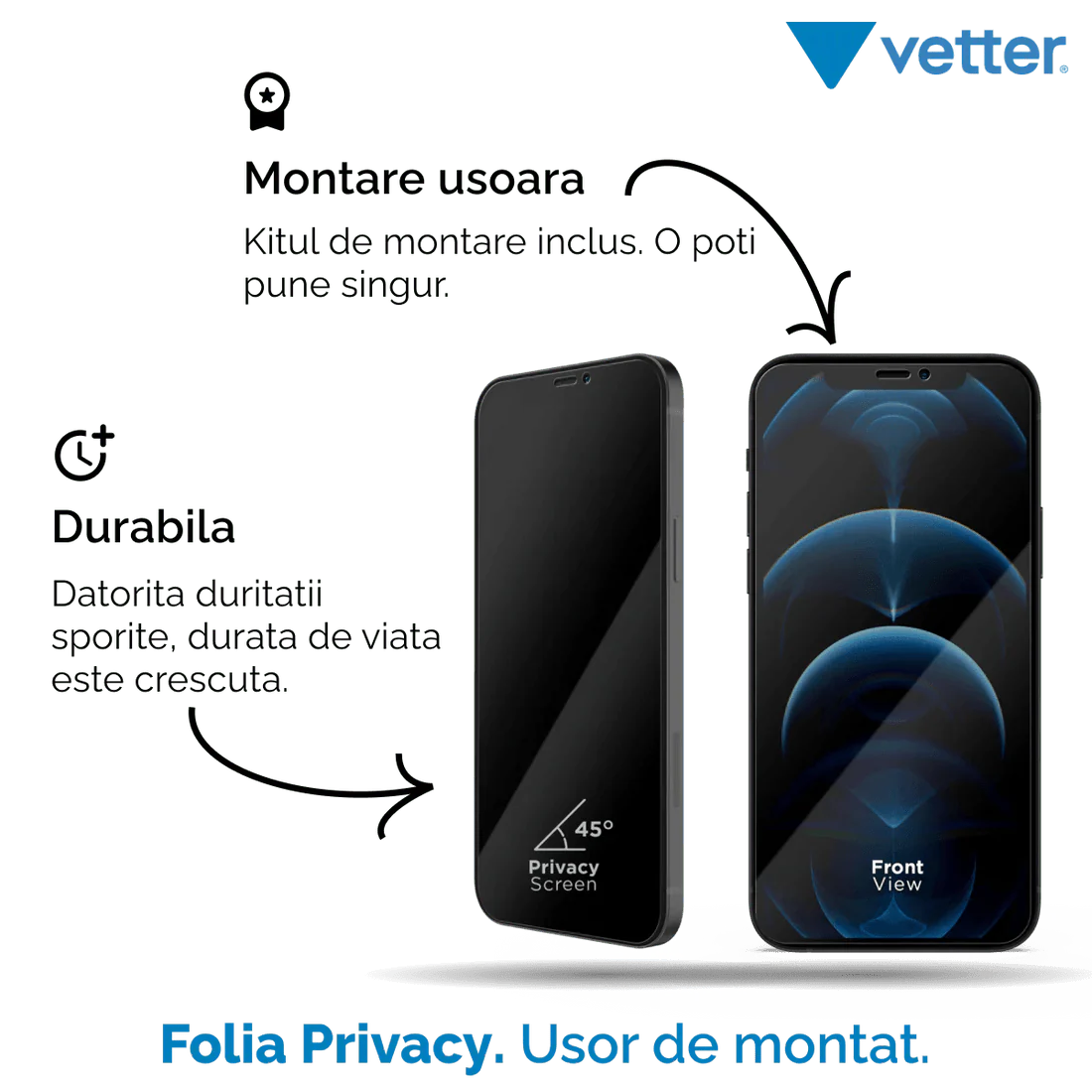 FOLIE IPHONE 12 PRO, 12, 3D PRIVACY SERIES - mag-genius-accesorii