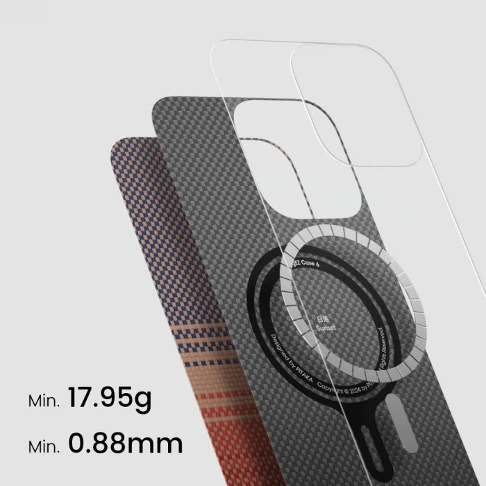 Husă iPhone 16 Pro Max Aramidă MagSafe – UltraSubțire, Model Kevlar,Sunset