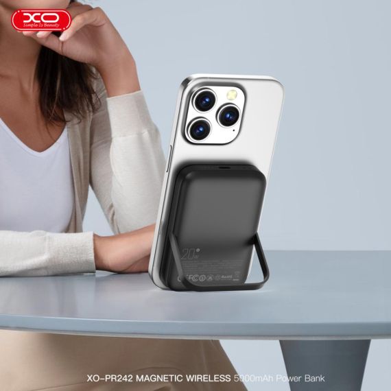 Baterie Externa, MagBank Wireless 15W/PD20W, Magnetica, Stand U-shape, 5.000mAh, Fast Charge, BLACK