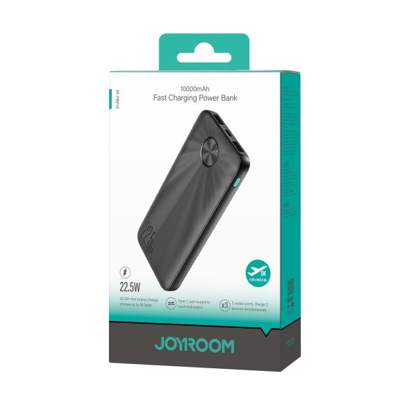 Baterie externa, 2xUSB-A, 1xUSB-C, PD 22.5W, 10.000 mAh, BLACK
